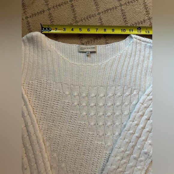 Jones NY Sport Winter White cable knit scoop neck sweater M - Picture 5 of 10